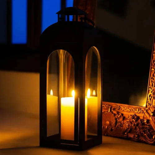 Vista 2 de Bdor Farol de vela de metal y vidrio templado de 20 pulgadas - Linterna premium para exteriores, faroles decorativos con diseño hecho a mano