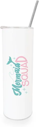 Vista 8 de The Cotton & Canvas Co. I Sea You - Vaso de verano de acero inoxidable con aislamiento al vacío con popote de metal y tapa de cierre deslizante
