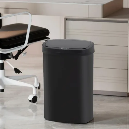 Vista 6 de BestOffice Papelera de 13 galones con tapa Papelera automática sin contacto Control de olores Diseño ovalado moderno Fácil de limpiar