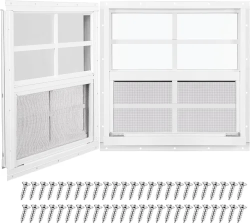 Vista 10 de Tandefio - Ventanas de cobertizo de 12 x 18 pulgadas, ventanas pequeñas de 12 x 18 pulgadas, montaje empotrado negro con vidrio templado y pantalla