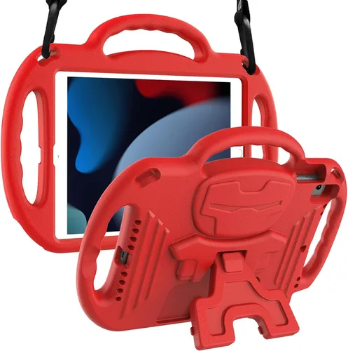 Vista 9 de LTROP Funda para niños para iPad de 9ª/8ª/7ª generación de 10.2 pulgadas con correa de hombro, funda a prueba de golpes ligera con asa y soporte Azul