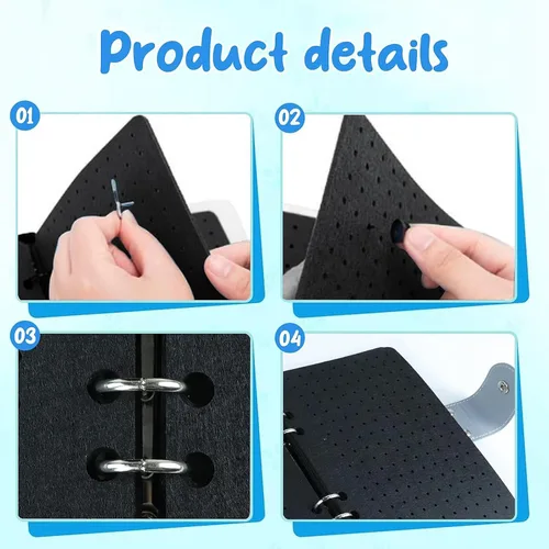 Vista 4 de Pin Storage Binder Holder, Pin Organizer Book, Durable Earring Jewelry Organizer Book, Travel Jewelry Organizer Book with Distinctive Book Design