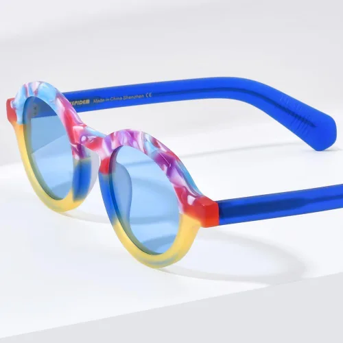 Vista 7 de HEPIDEM Gafas de sol polarizadas redondas retro vintage de acetato mate para mujer 9270T