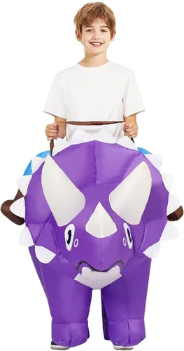 Vista 5 de GOOSH Disfraz inflable de dinosaurio para niños, disfraces de Halloween para niños y niñas, divertido disfraz inflable para fiesta de Halloween