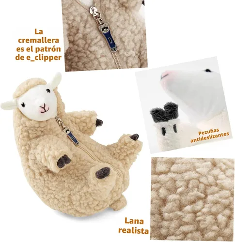 Vista 3 de Furvana Animal de peluche de oveja afeitada, juguete de peluche de oveja, lindo peluche para niñas, amigo de mascota durmiendo, animal de peluche