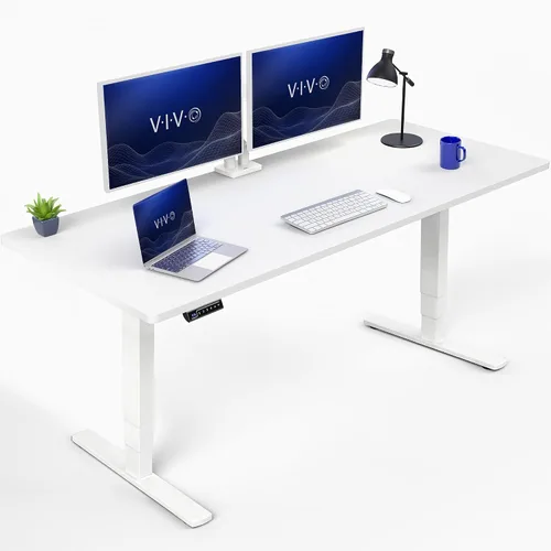 Vista 21 de VIVO - Escritorio eléctrico de pie de 71 x 30 pulgadas con marco de bambú real, ajuste de pantalla táctil, soporte de marco de 176 lb, serie 2E