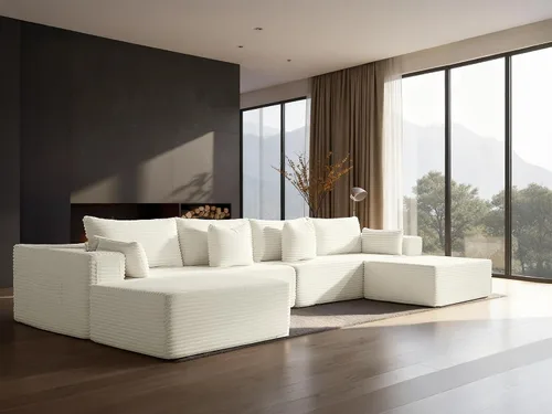 Vista 22 de Sofá modular de gran tamaño de 108 pulgadas, cómodo sofá deshuesado en forma de U para sala de estar, asientos extra profundos, sin montaje, sofá