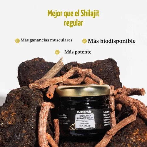 Vista 4 de Better Alt Shilajit puro del Himalaya Gold+(30gm) Mejora la recuperación y aumenta la fuerza Mezcla obtenida a 4,800 m con Ashwagandha, Safed Musli
