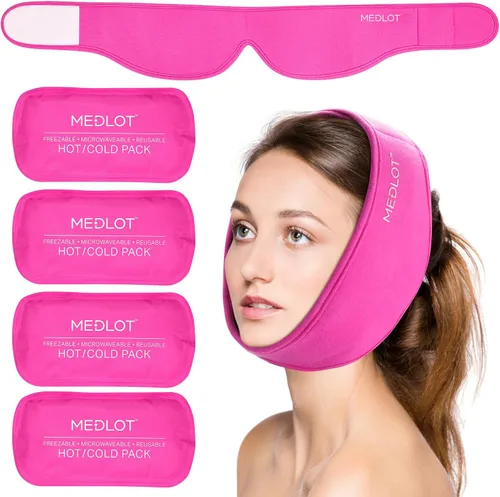 Vista 10 de LotFancy Envoltura para la Cabeza con Paquete de Hielo para Muelas del Juicio, Paquete de Hielo Facial para Alivio del Dolor de Muelas y Mandíbula