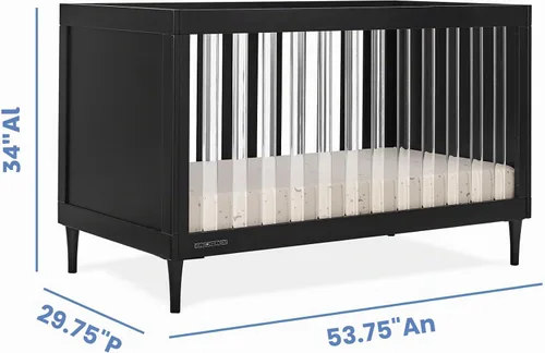 Vista 3 de Delta Children Bowie Cuna acrílica convertible 4 en 1 - Certificado Greenguard Gold, ébano negro