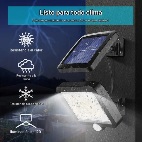 Vista 6 de MPJ Luz solar para exteriores, 56 luces LED solares exteriores con detector de movimiento, IP65 impermeable, ángulo de iluminación de 120°, luz