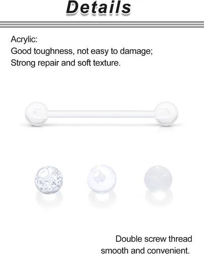 Vista 4 de 6mm-38mm 14G 16G Anillos de pezón transparentes de plástico para lengua, aretes industriales para cirugía, embarazo, ombligo, anillo de bioflex