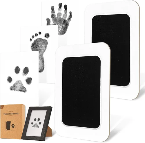 Vista 11 de Kit de huellas sin tinta para perros, gatos y bebés, kit de huellas de manos de bebé y nariz de perro de tacto limpio, kit de huellas de perro sin