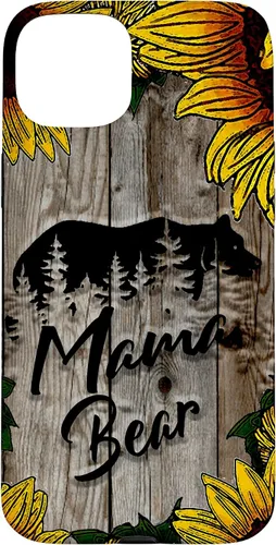 Vista 9 de Funda de regalo para el día de la madre con diseño de girasol de madera rústica para iPhone 16 Mama Bear