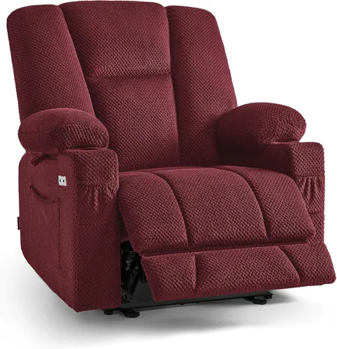 Vista 16 de MCombo Zero Gravity Silla Reclinable Eléctrica con Masaje de Calor y Vibración, Silla Reclinable con Puertos USB y Tipo C, Portavasos para Sala