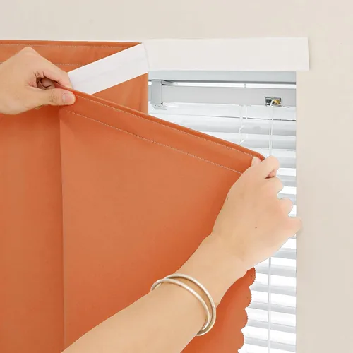 Vista 24 de Jilron - Cintas mágicas adhesivas para cortinas opacas sin necesidad de perforación, cortinas adhesivas sin barra para ventanas pequeñas