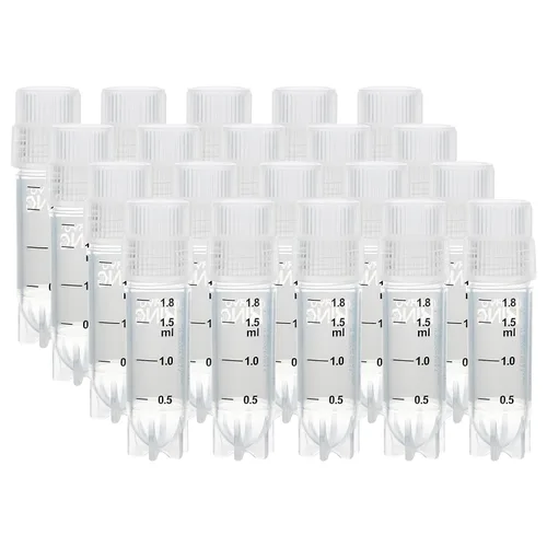 Vista 46 de Cryoviales de 0.0 fl oz, 25Pcs Cryotubes con código de barras lateral, frascos de esterilización con rosca externa, tubos de muestra con tapas Azul