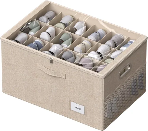 Vista 10 de Organizador de zapatos para armario, contenedores grandes de almacenamiento de zapatos con ventana transparente, contenedor de zapatos que ahorra