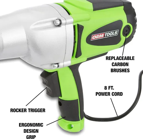 Vista 3 de OEMTOOLS 24666 Llave de impacto de trabajo pesado de 1/2", controlador de impacto con cable de 120V para tuercas de rueda, reparaciones del hogar
