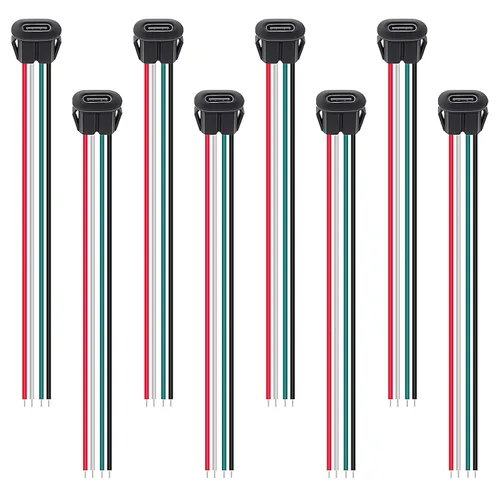Vista 8 de 8 piezas de placa desnuda tipo C Chasis hembra impermeable 2P cable de soldadura tipo USB C Cable de extensión Cable de alimentación USB-C enchufe a