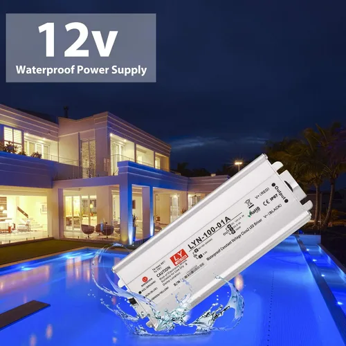 Vista 3 de Controlador LED de 100 vatios, 110 V CA a 12 V CC, salida de bajo voltaje, adaptador de transformador de bajo voltaje impermeable IP67 con enchufe