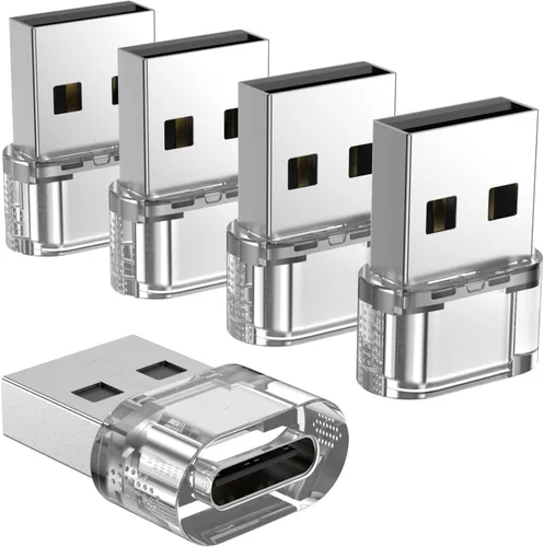 Vista 23 de Adaptador USB-A a USB-C paquete de 5 unidades, convertidor cargador USBC hembra a A macho, convertidor USB a USBC para iPhone 15 Plus Pro Max/Apple