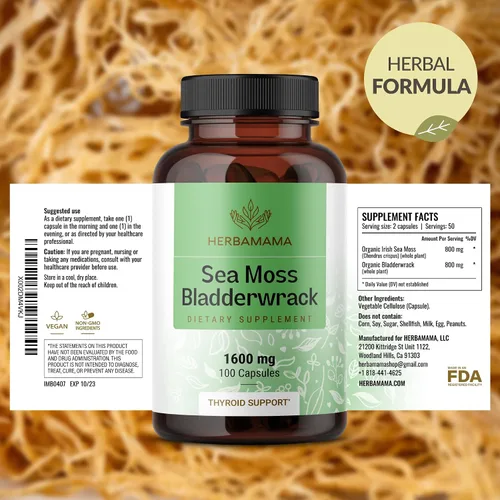 Vista 7 de HERBAMAMA Cápsulas de musgo marino y riachuelo, 1600 mg de musgo marino irlandés para apoyo inmunológico, suplemento de inmunidad vegano, sin OMG