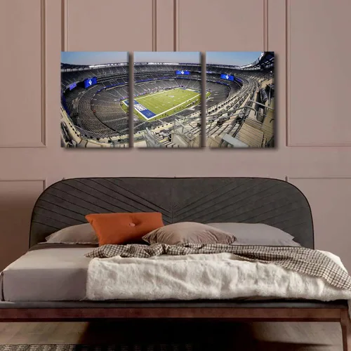 Vista 3 de TUMOVO MetLife Stadium - Decoración de pared de Nueva York, 3 piezas, lienzo, arte de pared para decoración del hogar, juegos de fútbol americano