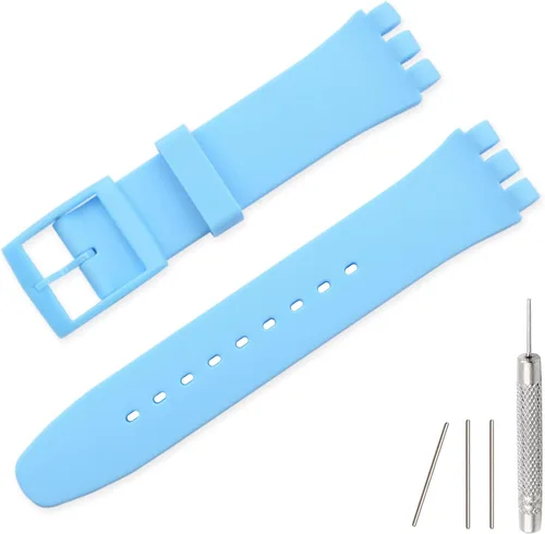 Vista 23 de Lijinlan Correa de silicona de repuesto para Swatch de 0.669 in, 0.748 in, 0.787 in, correa de reloj impermeable para Swatch Negro