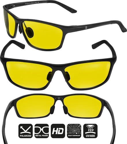Vista 3 de BLUPOND Gafas de conducción nocturna para hombres/mujeres - HD Yellow Vision para máxima claridad - Rally Negro