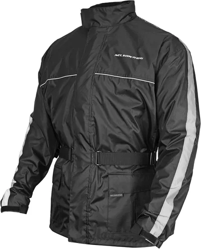 Vista 3 de Nelson Rigg Solo Storm - Chaqueta de lluvia, impermeable, transpirable y plegable (negro, talla S)