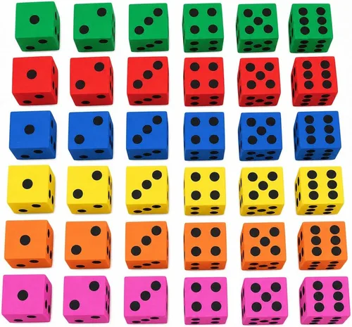Vista 9 de Juego de dados grandes de espuma, paquete de 12, dados de colores para niños, ideal para aumentar las habilidades matemáticas en el aula, grandes