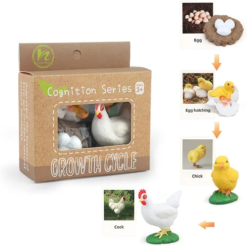 Vista 16 de Figuras del Ciclo de Vida de Animales Montessori con Tarjetas Flash, Juguetes de Figuritas de Animales Realistas, Juego Educativo de Emparejamiento