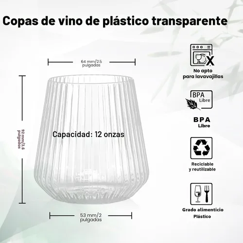 Vista 3 de BESTSTAR 36 Piezas Copas de Vino de Plástico Transparente Acanalado de 12 onzas, Copas de Champán Desechables de Origami Onduladas, Elegantes Vasos