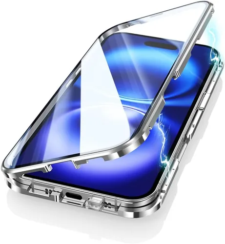 Vista 28 de Funda Henghui magnética con cierre compatible con iPhone 11, de vidrio, con protector de lente de cámara y protector de pantalla, cierre de Azul