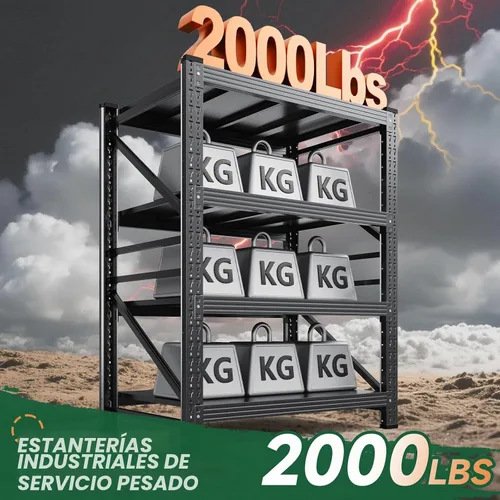 Vista 3 de Letaya - Estantes de almacenamiento de 2000 libras resistentes, estantería de garaje de 60 pulgadas de alto, soportes de exhibición ajustables de 4