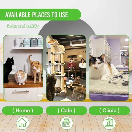 Vista 8 de 24/7 Shop at Home Court - Torre de árbol para gatos de varios niveles de 54 pulgadas con bola colgante y postes rascadores para gatos