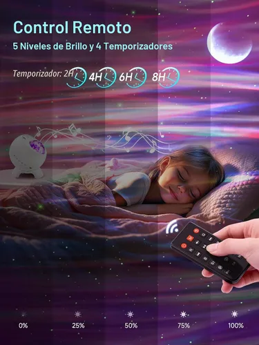Vista 5 de One Fire Proyector de luces del norte, proyector de galaxia para dormitorio Más de 300 modos de iluminación, 15 ruido blanco y Bluetooth, control