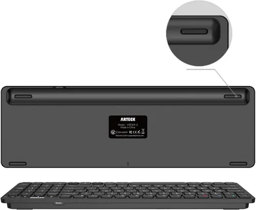 Vista 5 de Arteck HB305-2 Teclado Bluetooth universal multidispositivo Teclado Bluetooth ultra compacto inalámbrico con teclas de acceso rápido multimedia