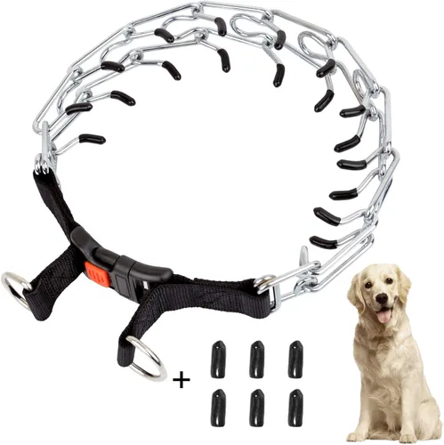 Vista 9 de Collar de punta para perro, collar de entrenamiento para perros con clip de liberación rápida, eslabones ajustables de acero inoxidable con puntas