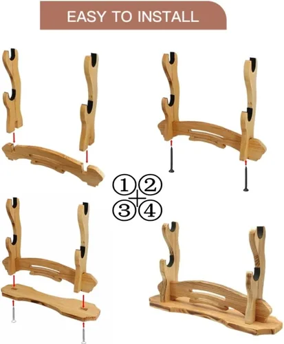 Vista 6 de BiJun Soporte de espada Katana, soporte para espada Samurai, soporte para espada Katana, soporte para sable de luz, gancho montado en la pared