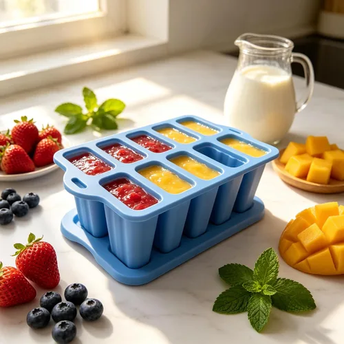 Vista 3 de Moldes de silicona para paletas, moldes para hacer paletas de 10 cavidades, molde de helado casero de fácil liberación para hacer pasteles, paletas