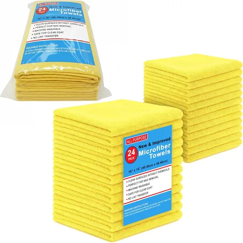 Vista 18 de Blue Horizon Toallas de limpieza de microfibra negras, paquete de 24 paños de felpa ultra suave de doble cara, paños de limpieza de microfibra