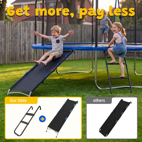 Vista 11 de Kit de diapositivas de escalera de trampolín, accesorios para trampolín incluyen tobogán y escalera
