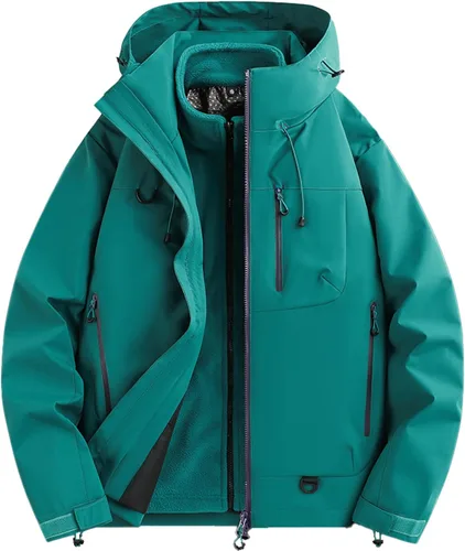 Vista 13 de Abrigos de otoño e invierno 3 en 1 con capucha, chaqueta de esquí de nieve 2026, impermeable, resistente al viento, forro polar, para mujeres y Negro