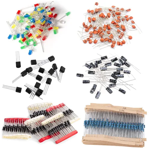Vista 2 de Kit de 1400 piezas de componentes electrónicos básicos, condensador electrolítico, condensador cerámico, diodo LED, diodo común, resistencia