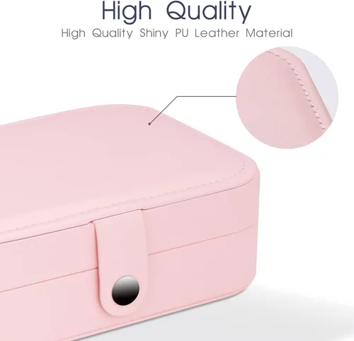 Vista 4 de Caja de joyería pequeña organizador de joyería de viaje para mujer caja de almacenamiento pequeña de 2 capas estuche de joyería para anillo collar