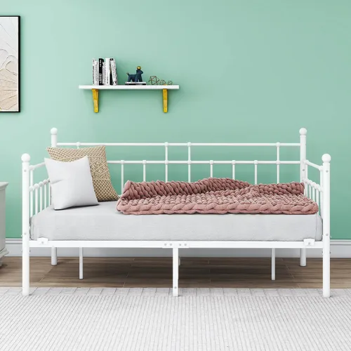 Vista 10 de HOMERECOMMEND - Marco metálico para sofá cama con base de plataforma en láminas de acero, base de repuesto para sofá cama infantil en sala y Negro