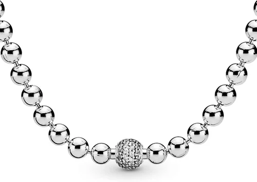 Vista 7 de Pandora Collar de cuentas y pavé Impresionante joyería para mujer Gran regalo para ella Plata de ley y circonita cúbica 17.7 pulgadas, Metal