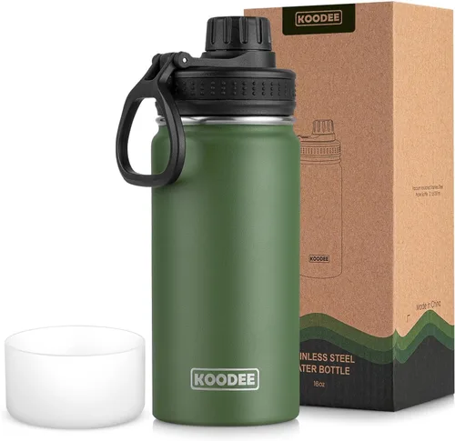 Vista 42 de koodee Botella de agua para niños, botella de agua de acero inoxidable de 12 onzas con aislamiento al vacío para la escuela, botella de agua de boca
